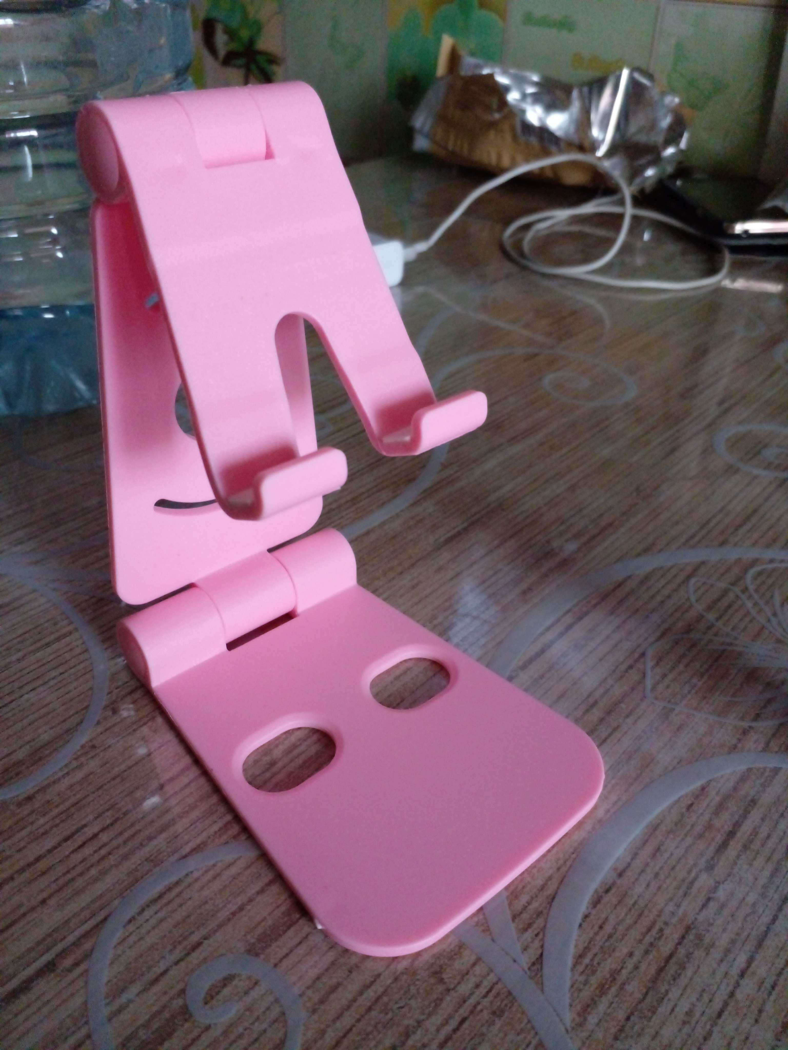 Фотография покупателя товара Подставка для телефона LuazON, регулируемая высота, силиконовые вставки, розовая
