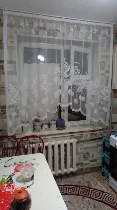 Фотография покупателя товара Тюль на кухню со шторной лентой, 265х160 см, цвет белый, 100% полиэстер - Фото 1