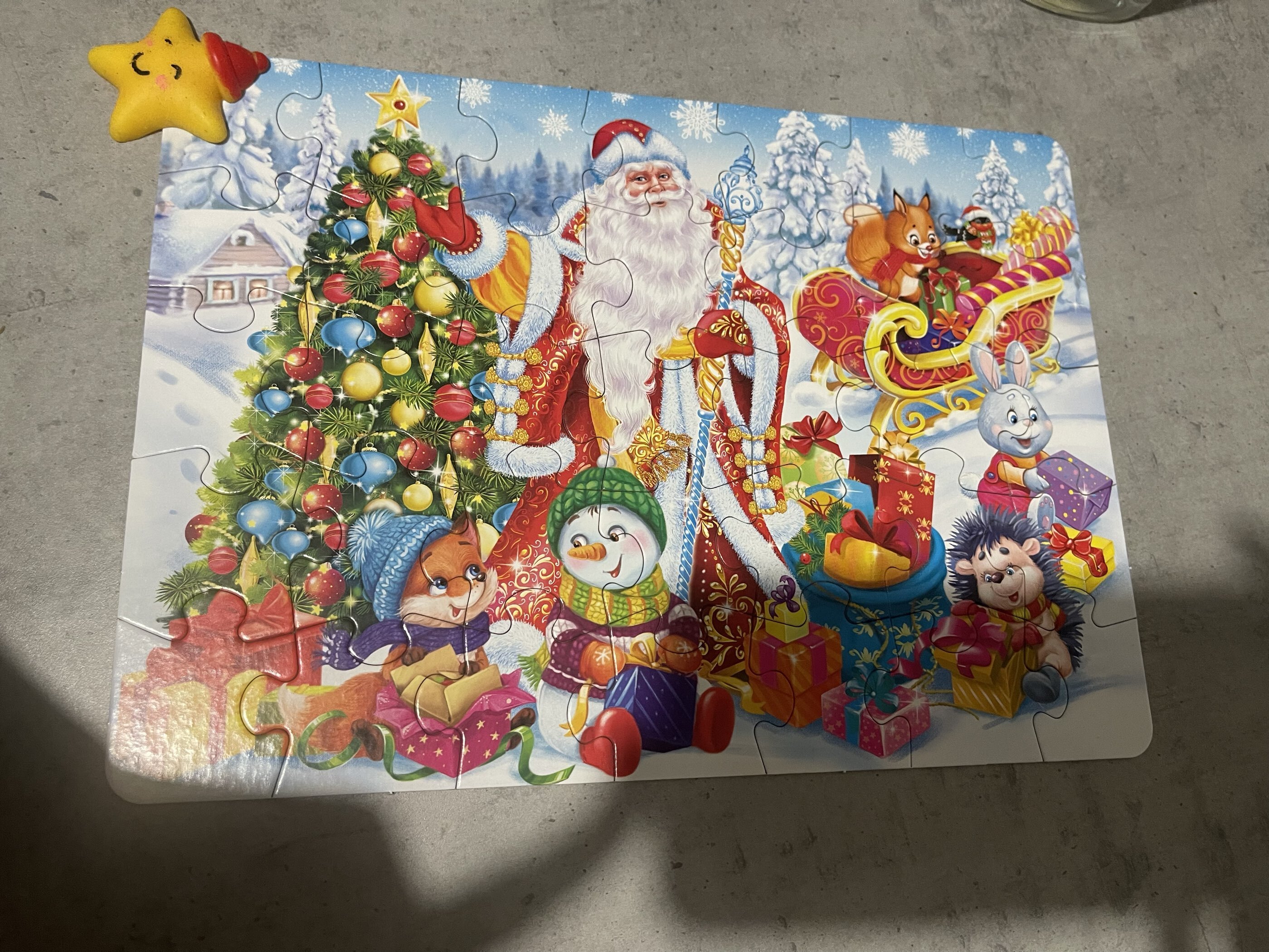 Фотография покупателя товара Пазл «Дед Мороз и зайцы», 35 деталей - Фото 2
