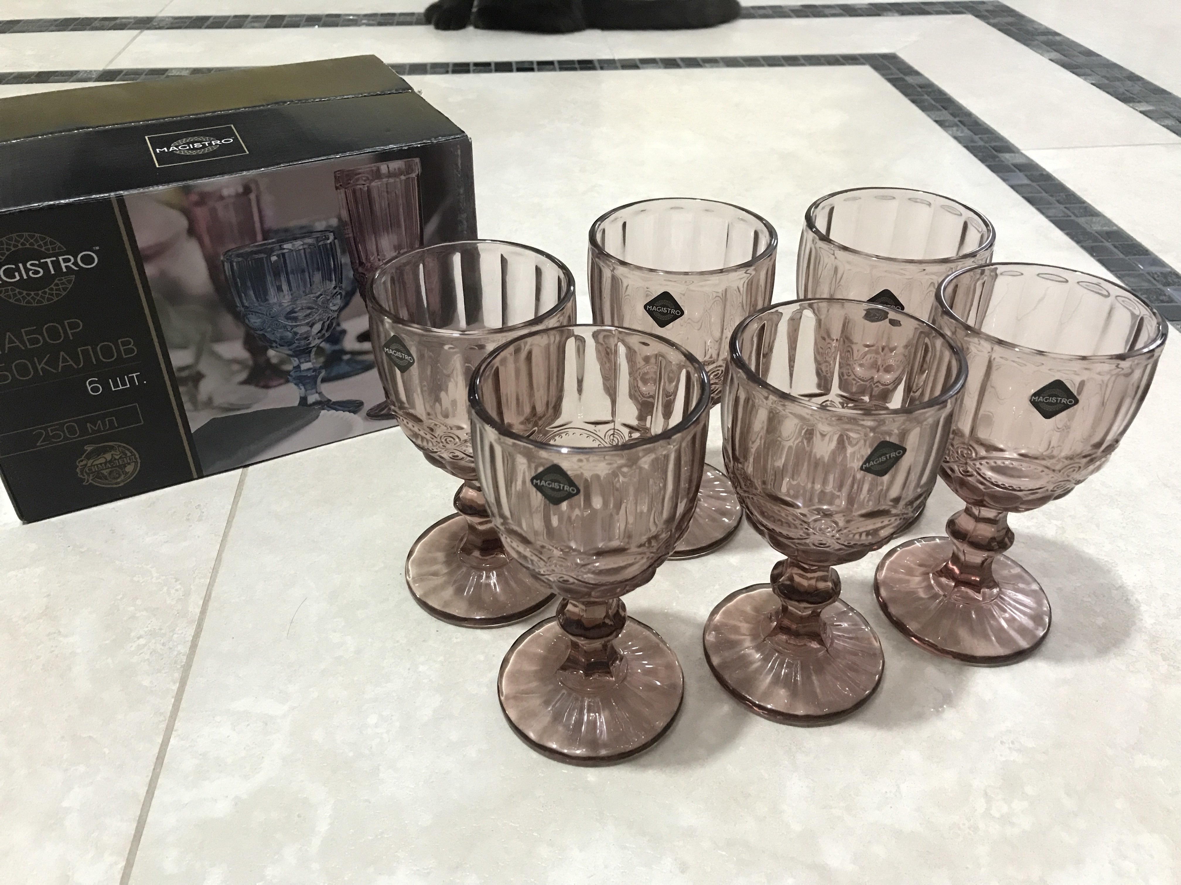 Фотография покупателя товара Набор бокалов из стекла Magistro «Ла-Манш», 250 мл, 9×17 см, 6 шт, цвет розовый - Фото 19