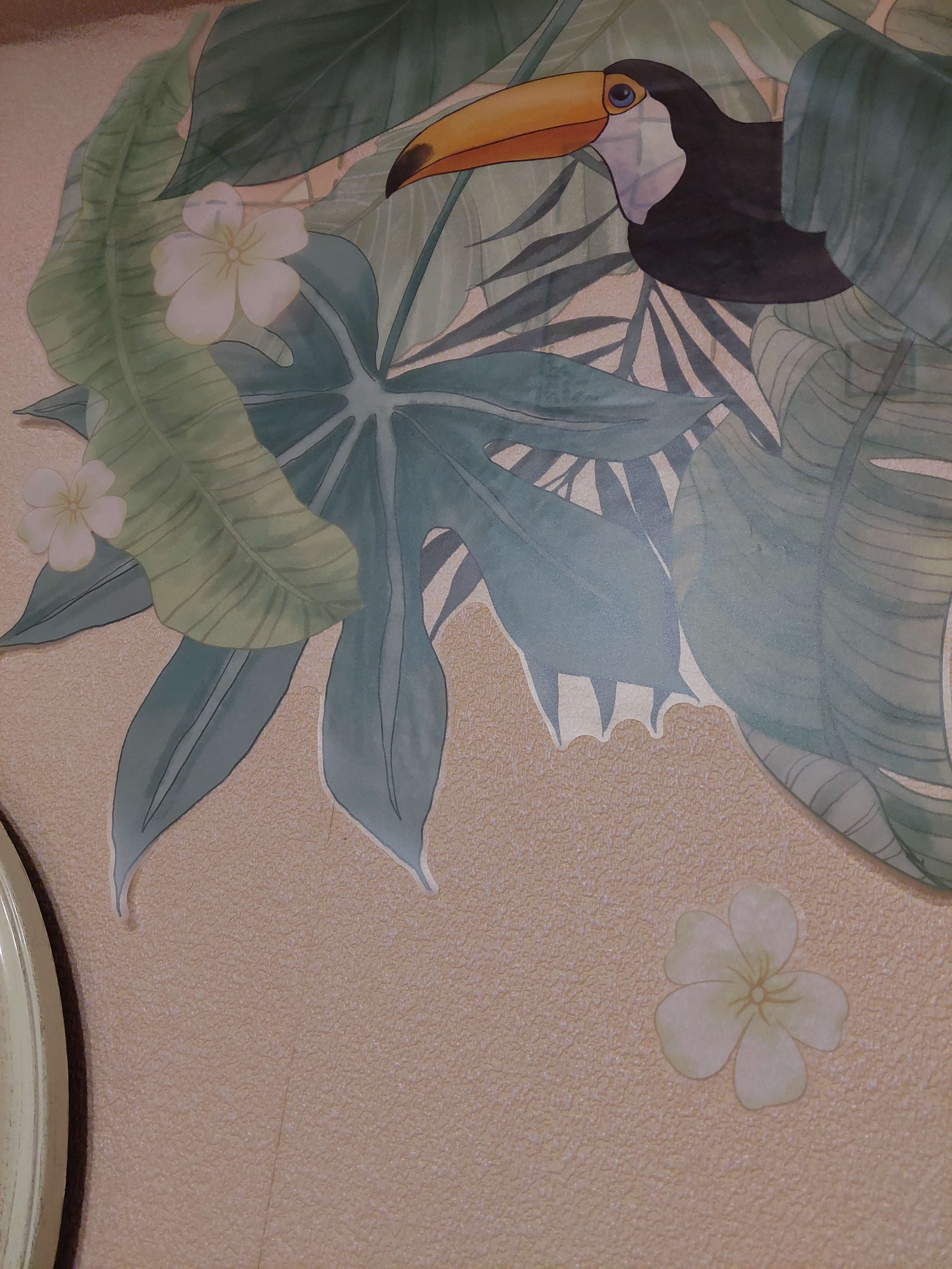 Фотография покупателя товара Наклейка интерьерная цветная «Тукан в пальмовых листьях», 60×90 см - Фото 3