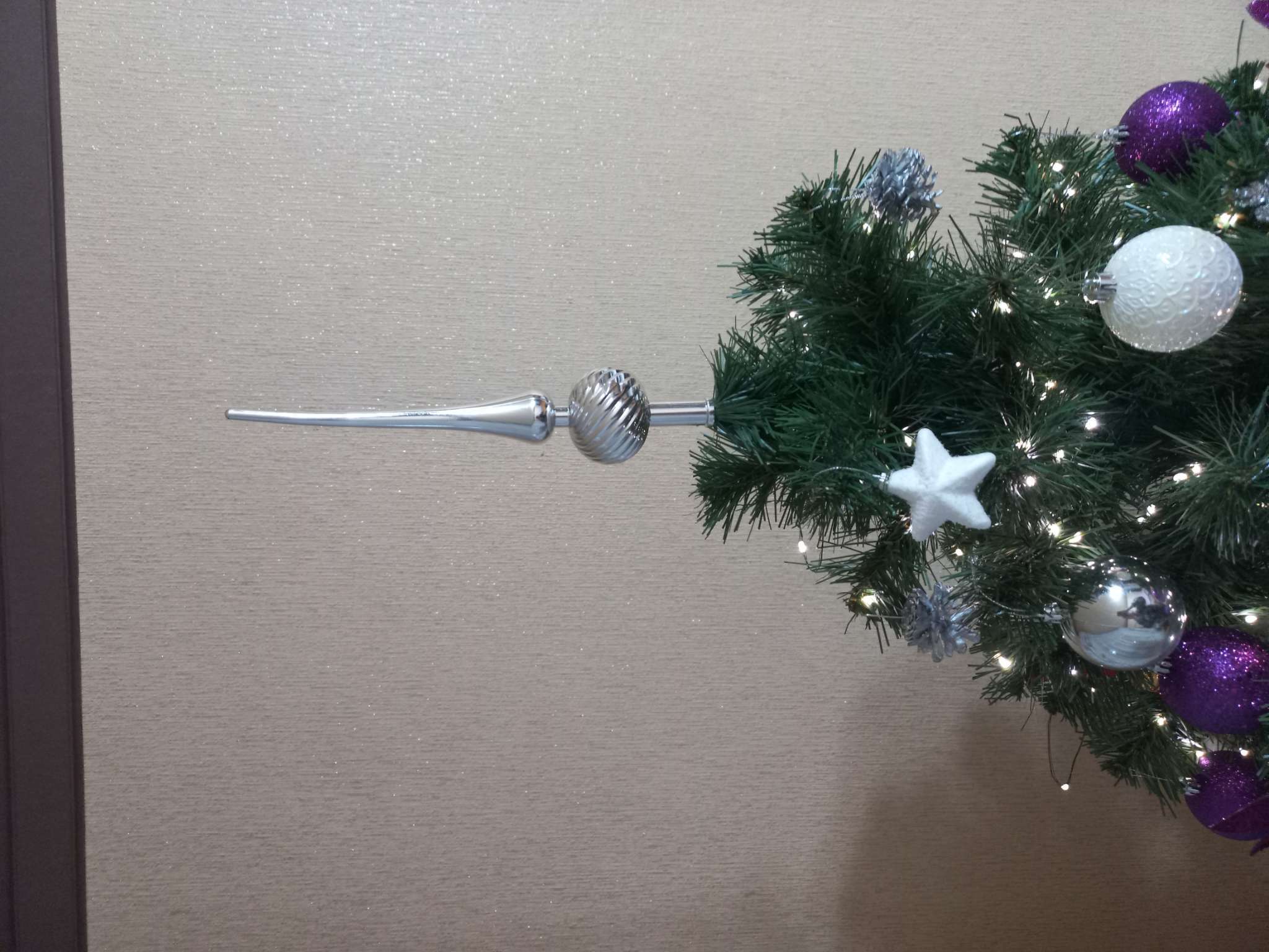 Фотография покупателя товара Верхушка на ёлку «Классика полосы» 28 см, серебристый - Фото 1