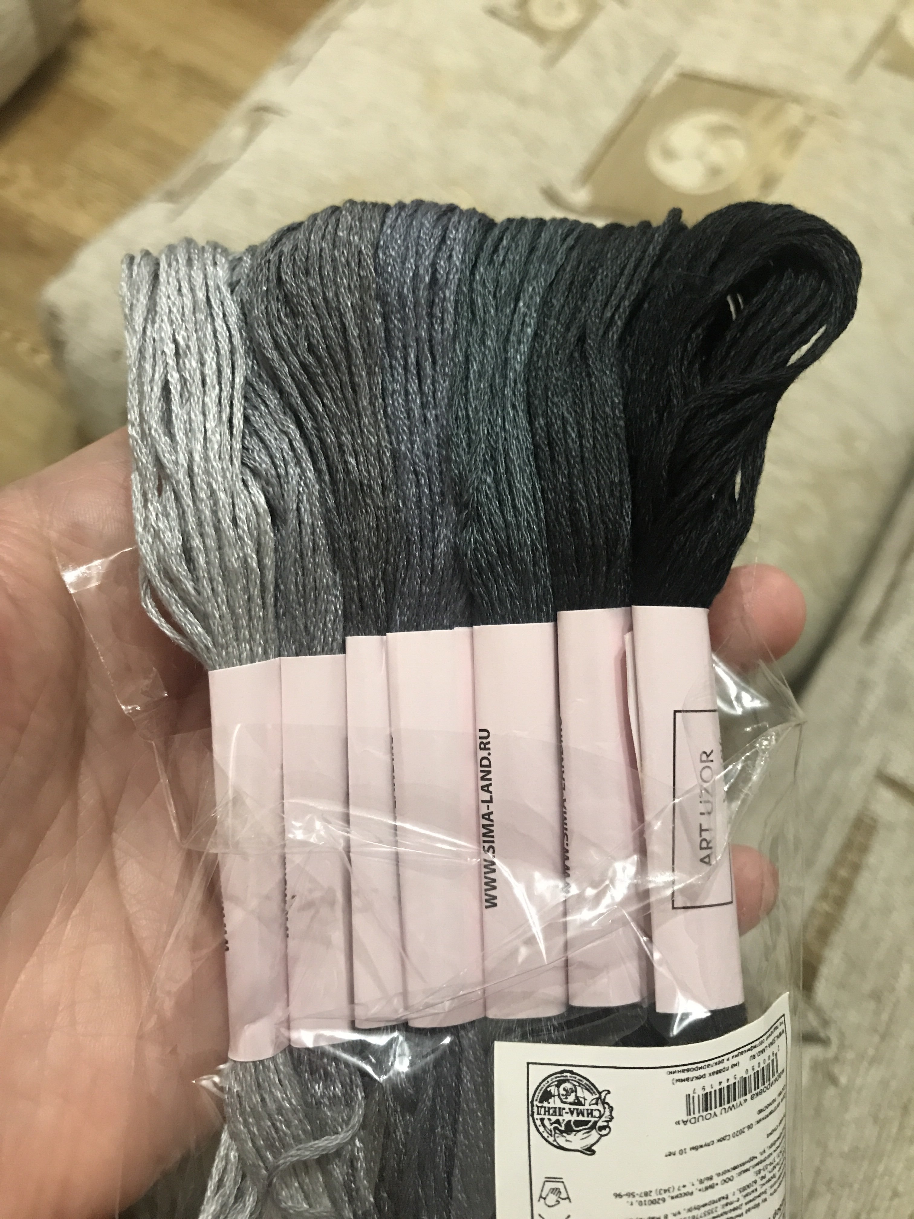 Фотография покупателя товара Набор ниток мулине, 8 ± 1 м, 7 шт, цвет серый спектр - Фото 8