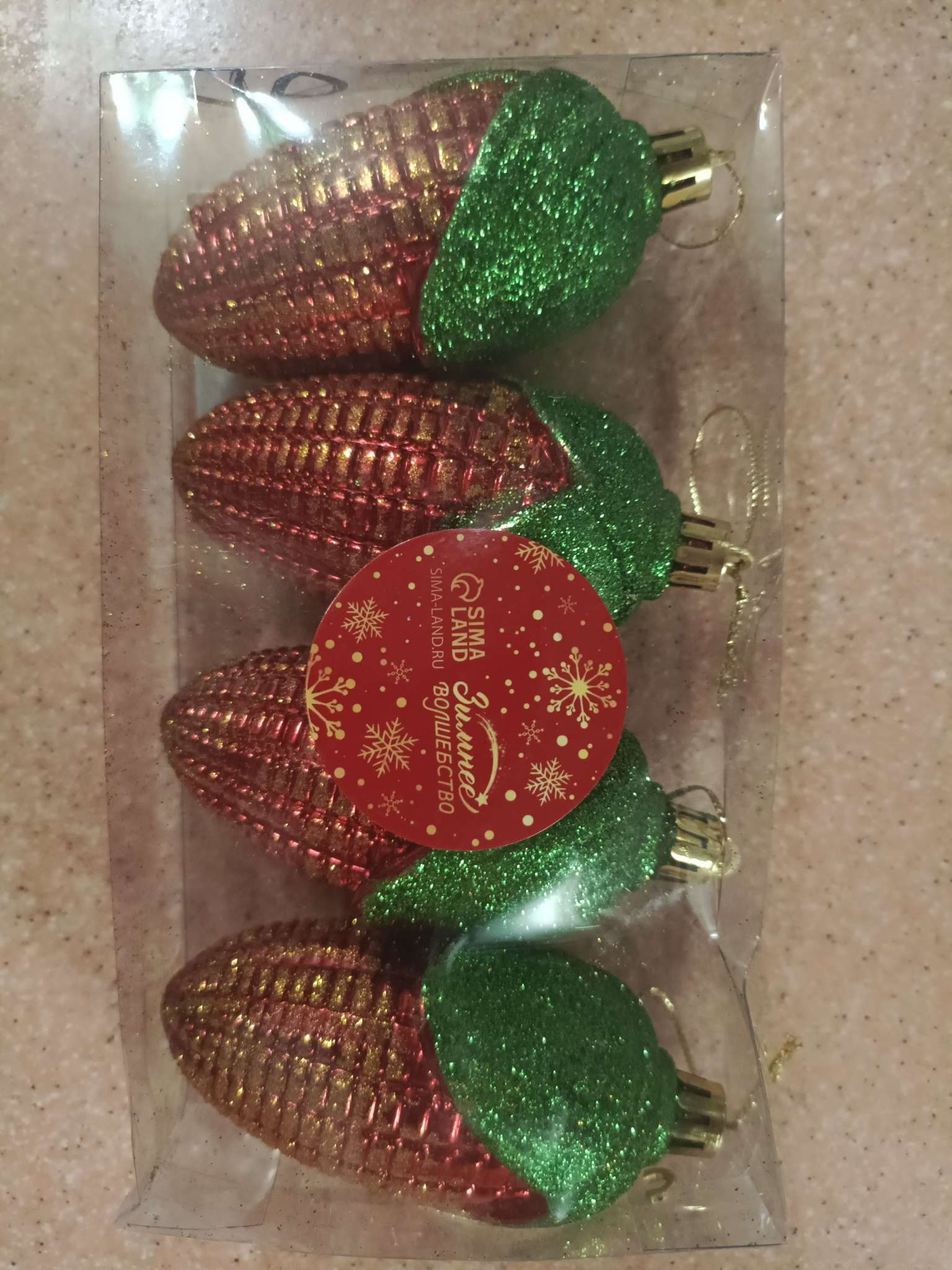 Фотография покупателя товара Ёлочные игрушки 4 шт. «Кукуруза колор» 10×4 см, красный - Фото 7