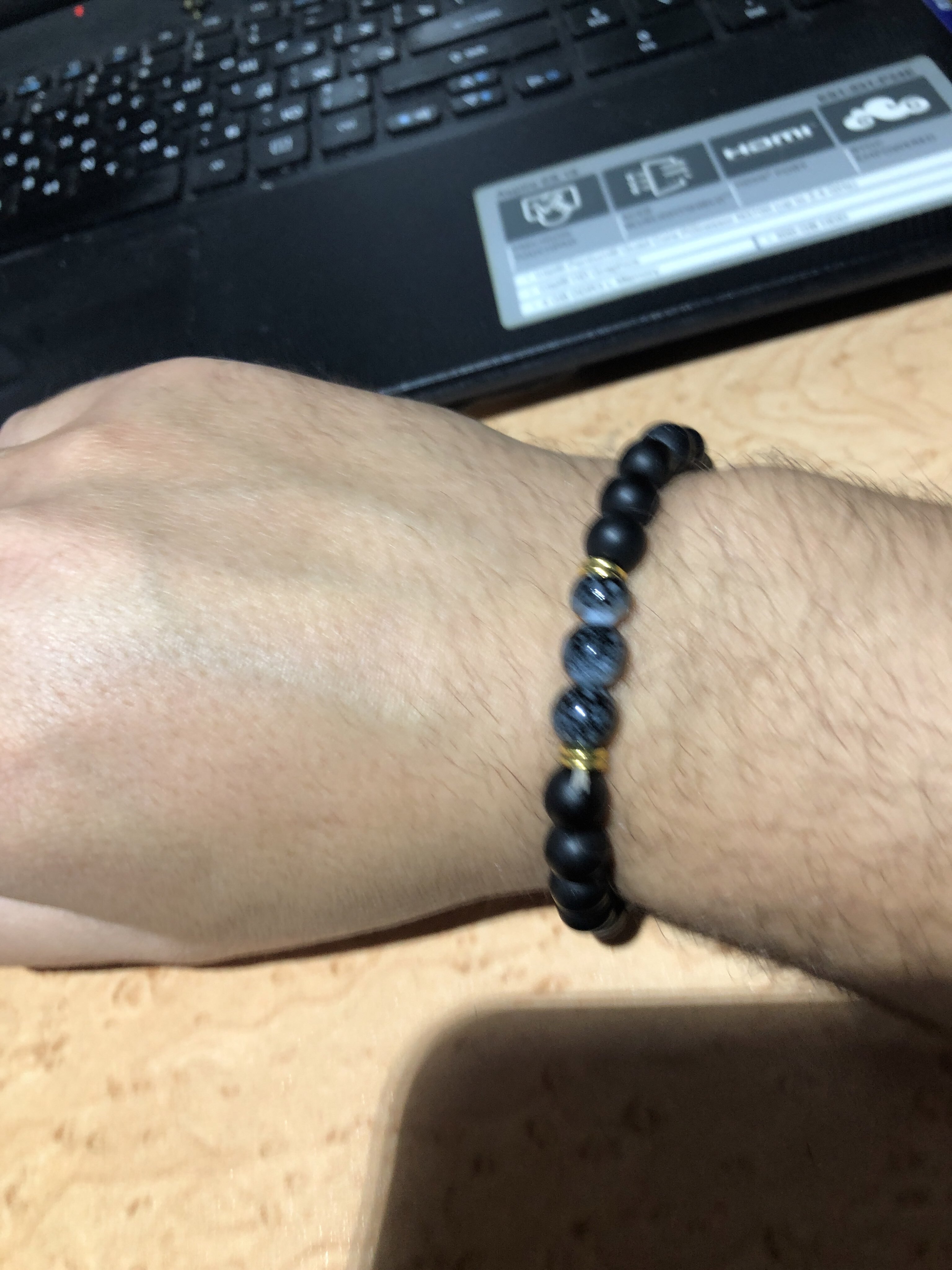 Фотография покупателя товара Браслет мужской «Бастион», шар №8, d=7 см, чёрный - Фото 2