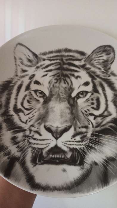 Фотография покупателя товара Тарелка фарфоровая «Тигр», d=24 см, белая