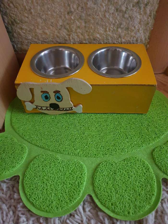 Фотография покупателя товара Коврик 2-в-1 под миску/туалет животных "Лапка", 40 х 30 см, зелёный