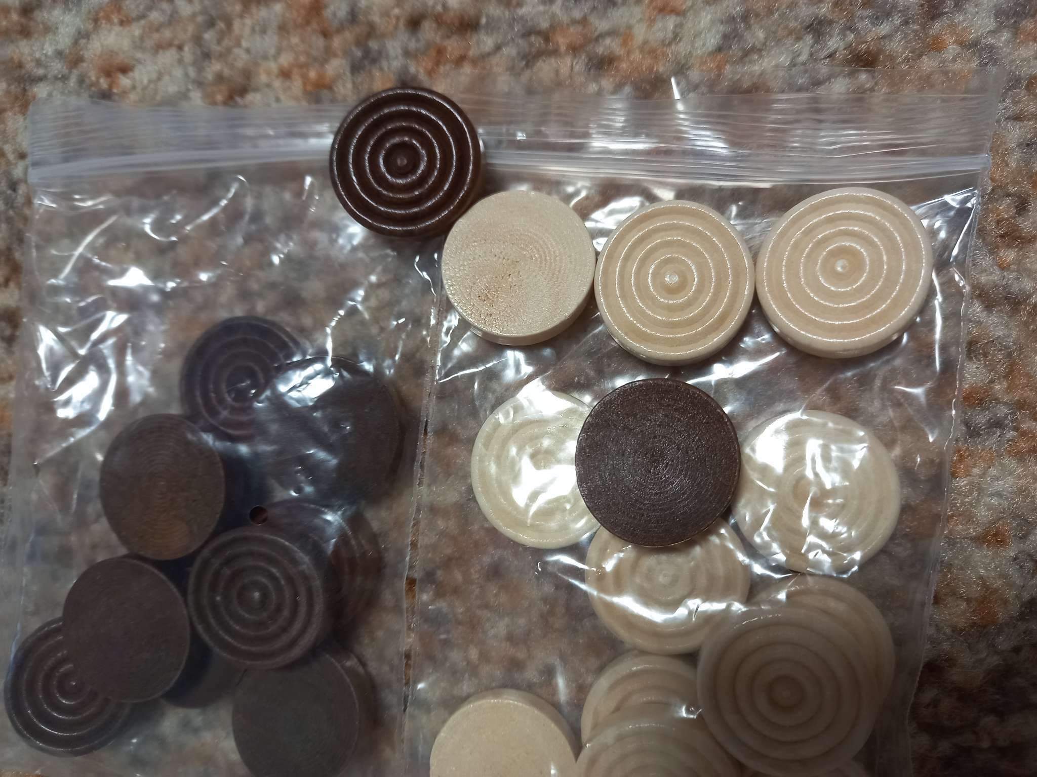 Фотография покупателя товара Шашки деревянные, набор 24 шт., d=2.5 см, h=0.65 см, без доски - Фото 1