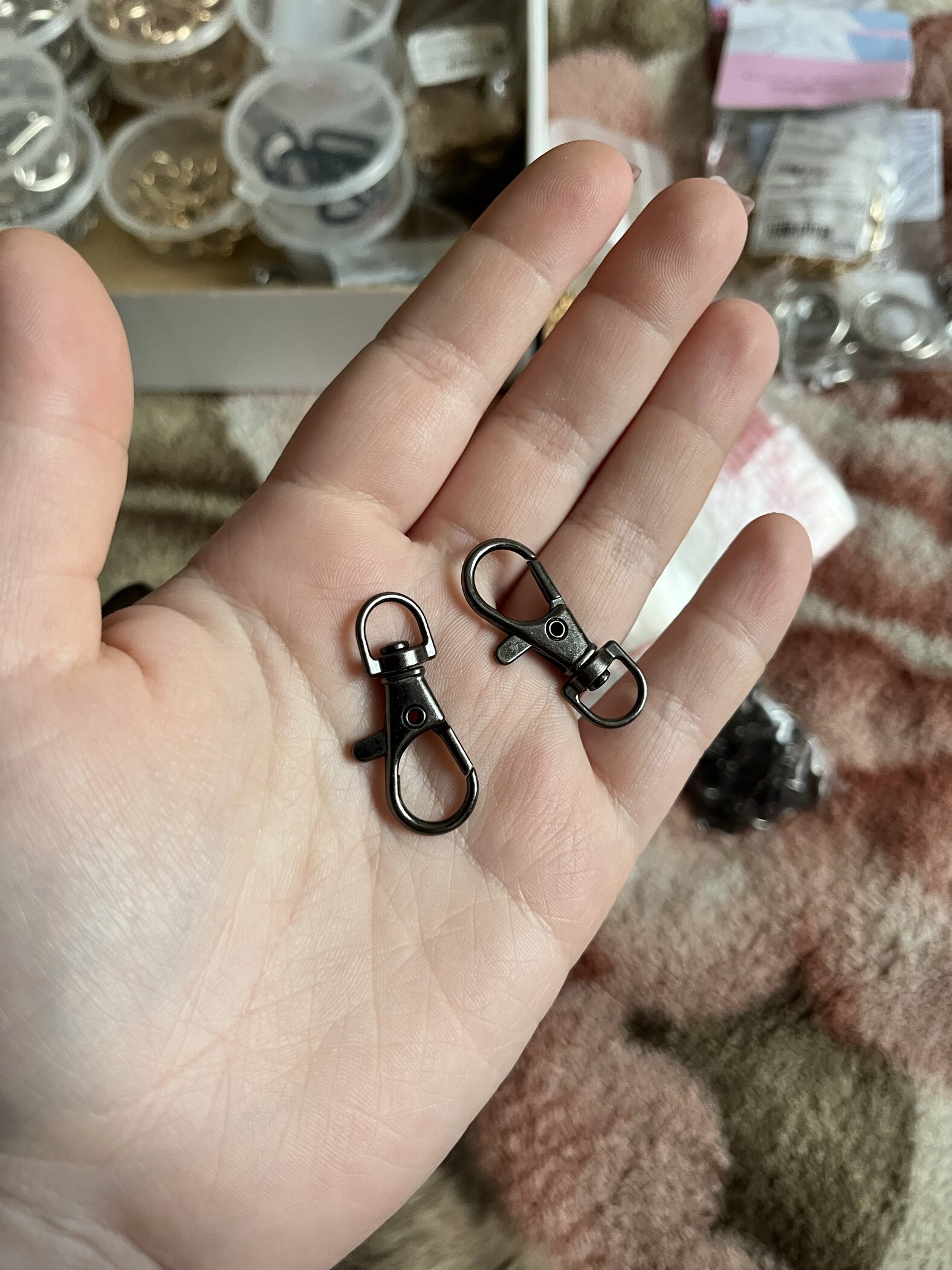 Фотография покупателя товара Карабин металлический, 35×15 мм / 9×1.5 мм, 10 шт., чёрный - Фото 1