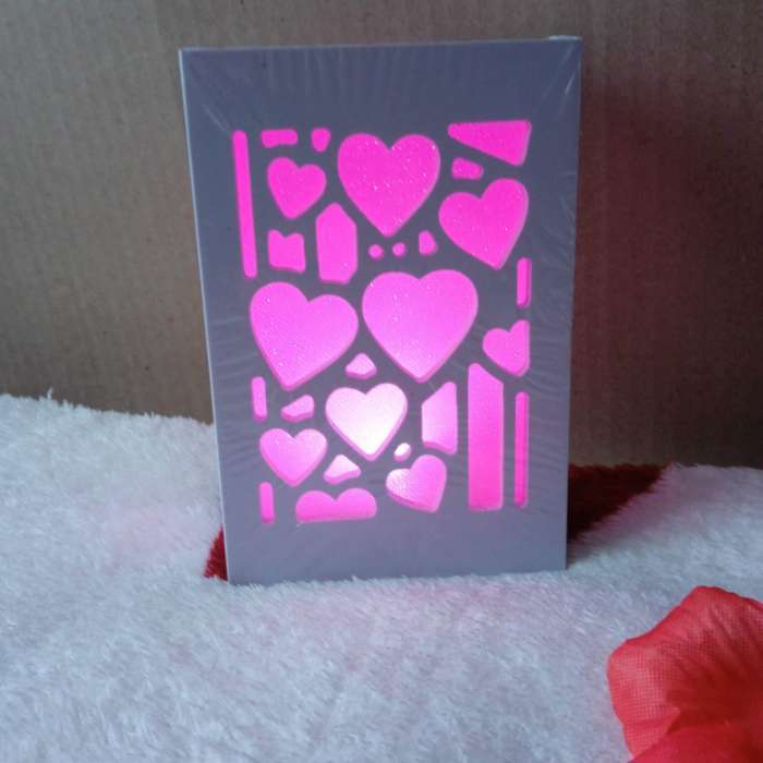 Фотография покупателя товара Ночник RISALUX «Сердца влюбленных», LED от батареек 2хААА, 5.5×10×15.5 см, красный - Фото 2