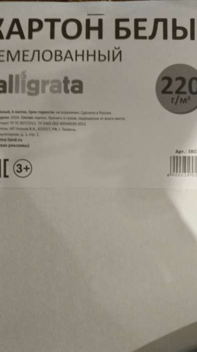 Фотография покупателя товара Картон белый А4, 6 листов, 220г/м2 Calligrata, немелованный, на скобе, ЭКОНОМ - Фото 28