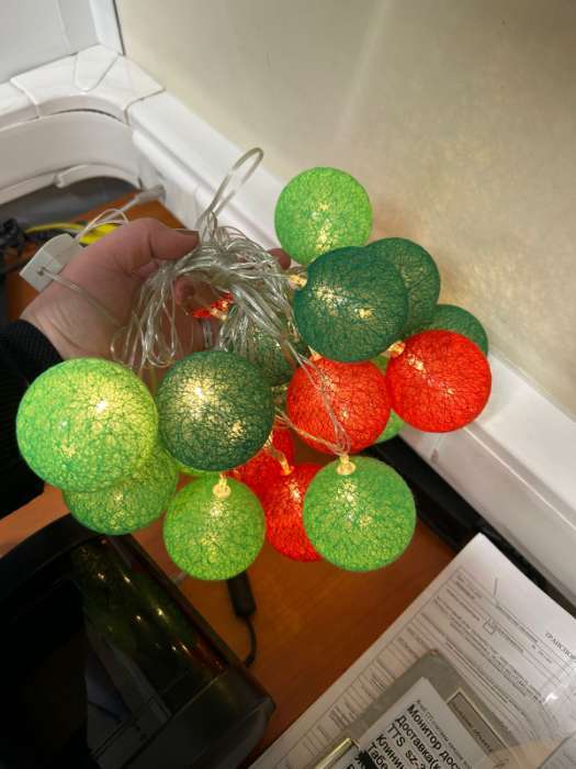 Фотография покупателя товара Гирлянда - нить, 5 м с насадками «Клубки летние», IP20, прозрачная нить, 20 LED, свечение тёплое белое, 220 В - Фото 14