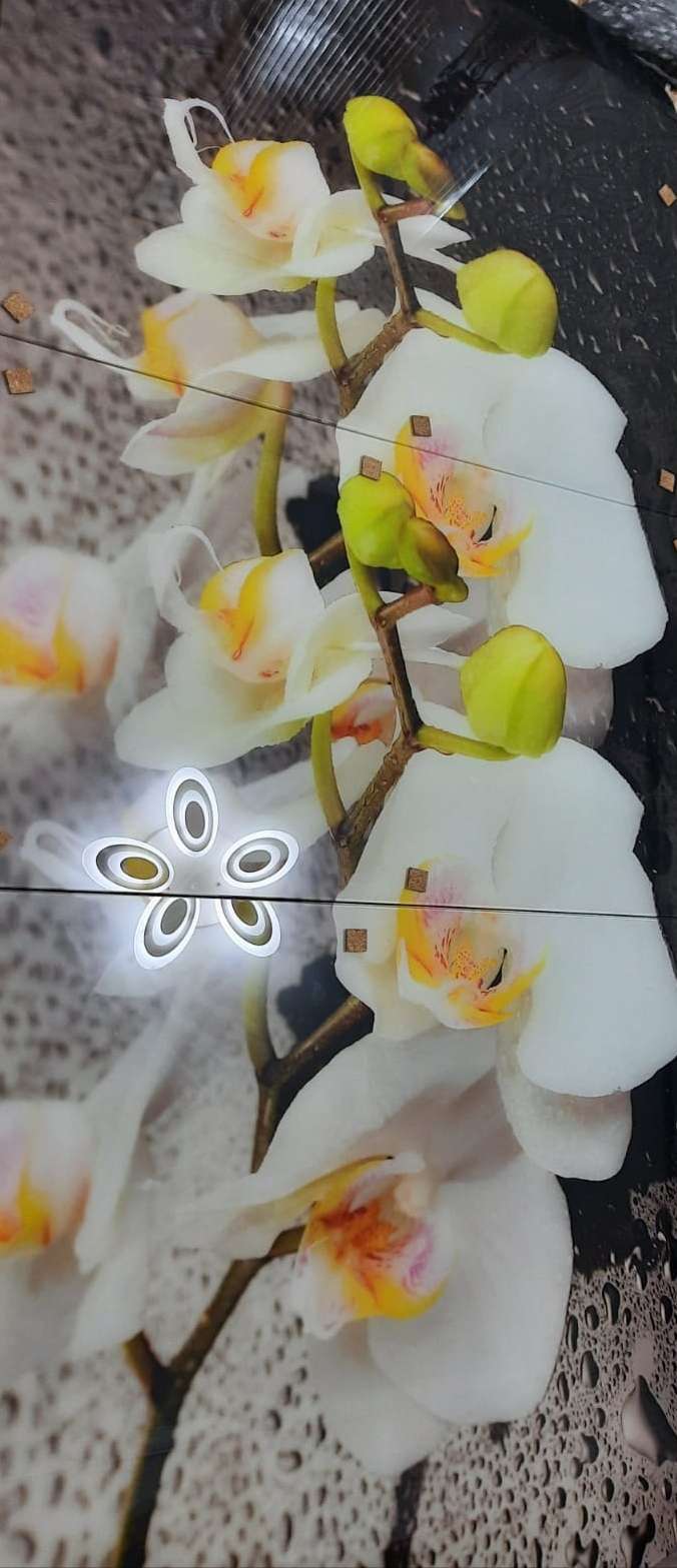 Фотография покупателя товара Стол раздвижной с фп Орхидея в воде, 1100/1500х700х777, стело/пояс белый/прямые ноги - Фото 33