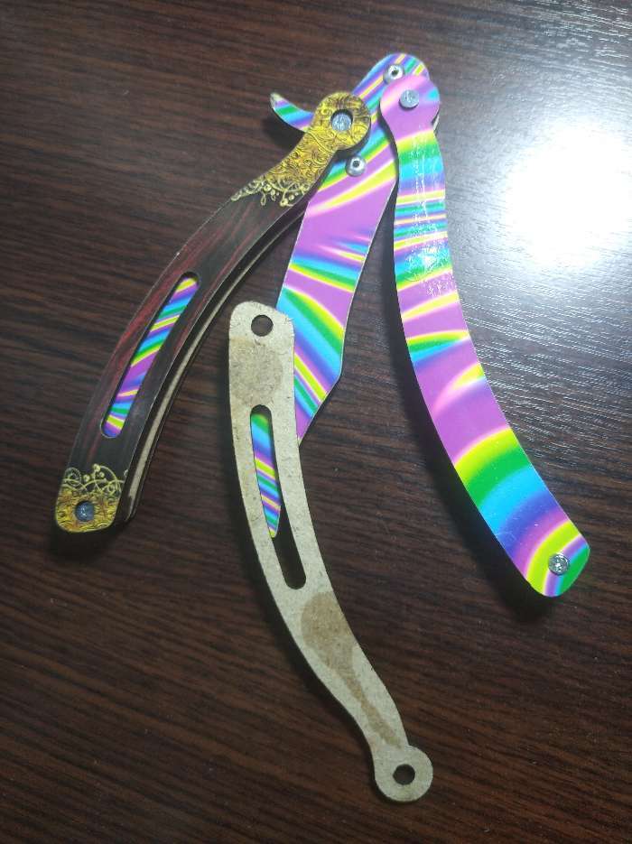Фотография покупателя товара Сувенир деревянный «Нож бабочка» радужные линии - Фото 2