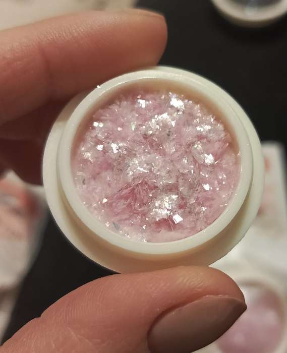 Фотография покупателя товара Опаловая пудра для декора ногтей, в баночке, розовая - Фото 2