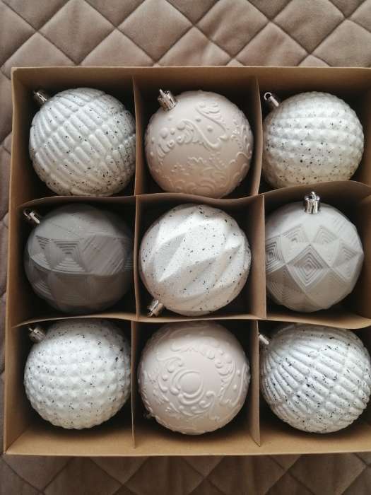 Фотография покупателя товара Ёлочные игрушки «Чудо - узоры», шары новогодние, d=7.5 см, набор 9 шт., матовый МИКС - Фото 1