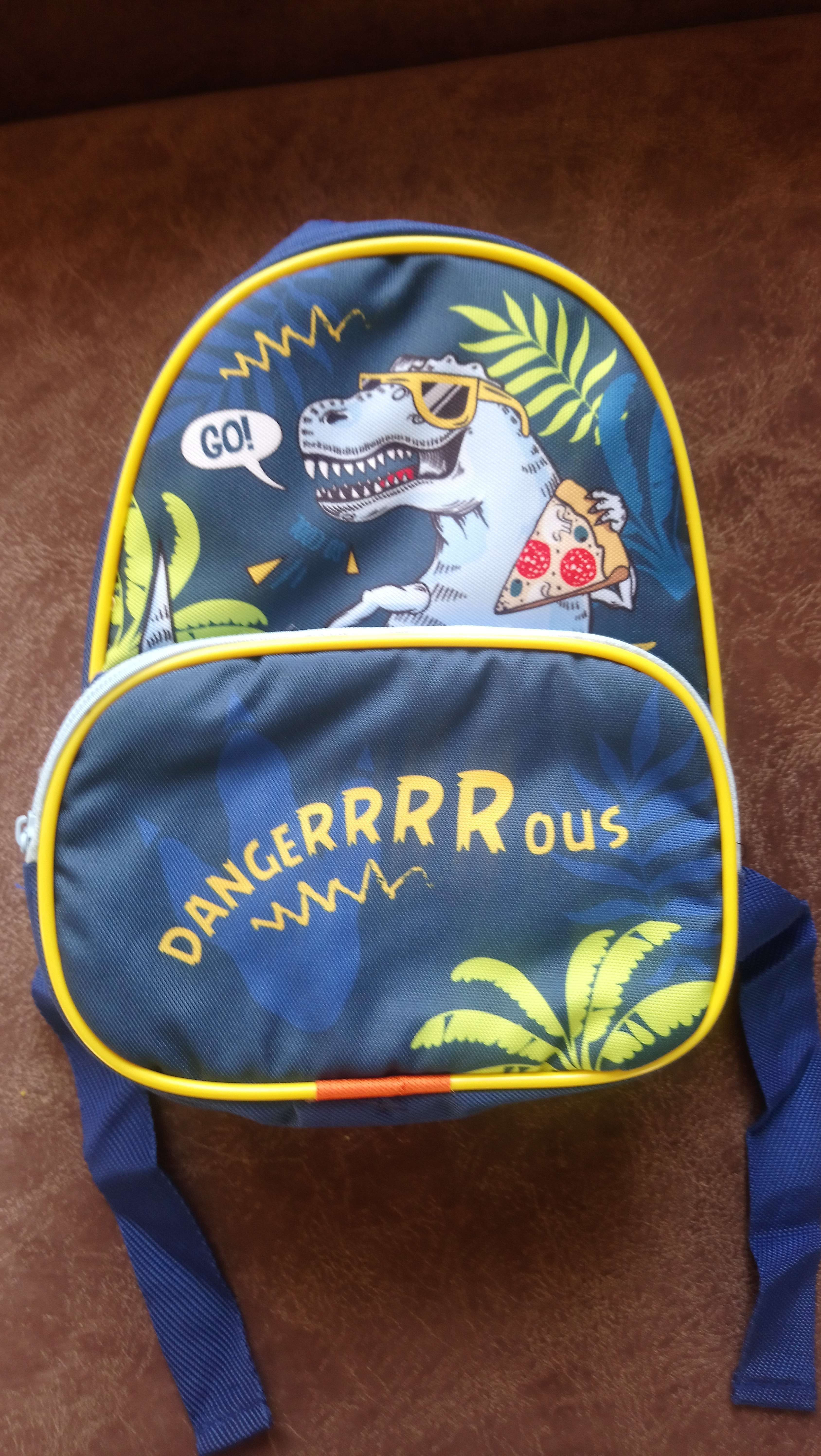 Фотография покупателя товара Рюкзак «Динозавр», 20х11х28 см, отд на молнии, н/карман, синий