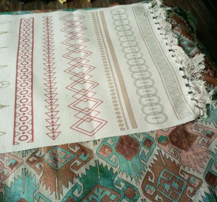 Фотография покупателя товара Коврик SL Home Cotton, 60×90 см, красный, молочный, хлопок 50% - Фото 3