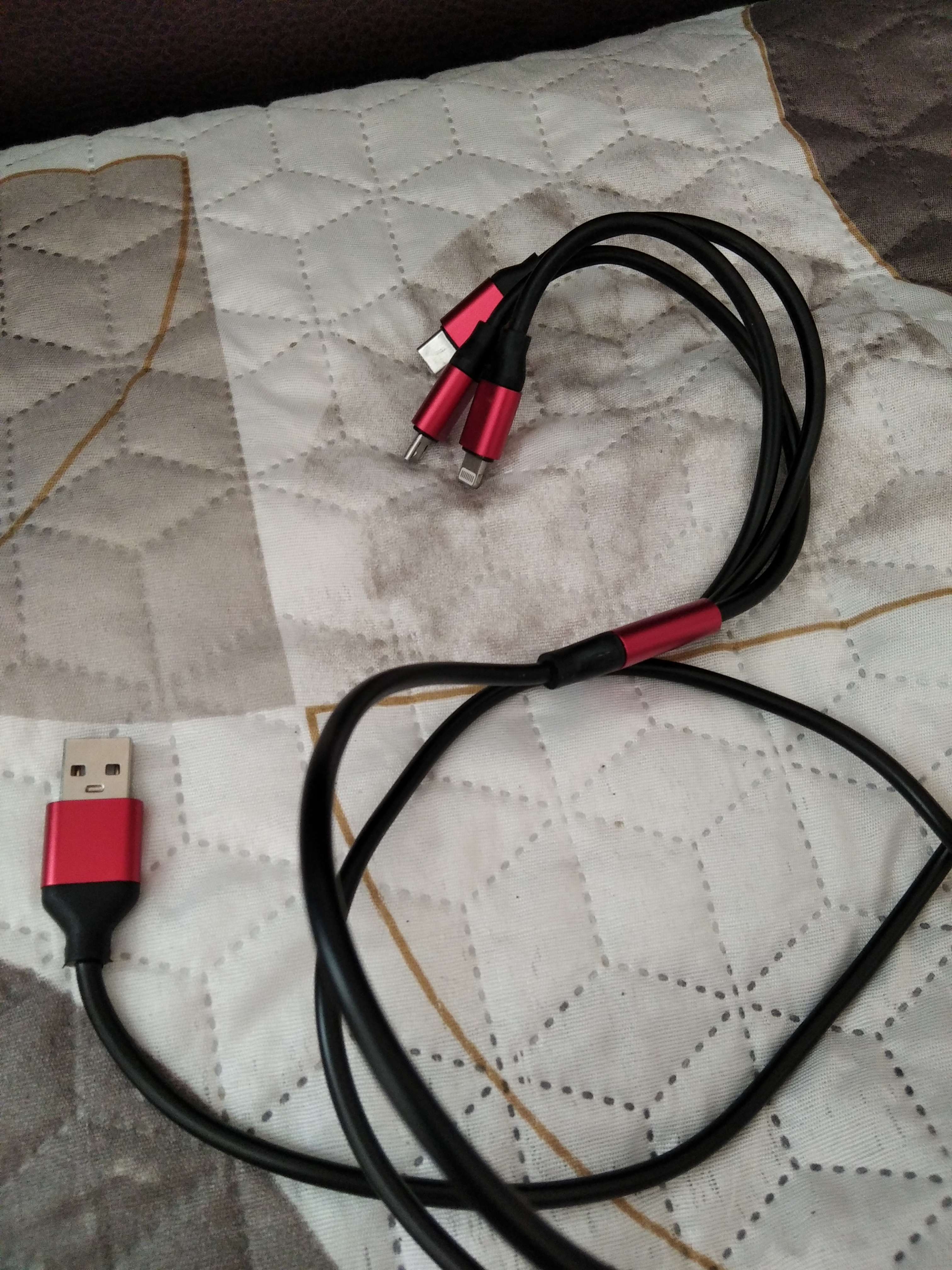 Фотография покупателя товара Кабель 3 в 1 LuazON, microUSB/Type-C/Lightning - USB, 1 А, 1.2 м, для зарядки, МИКС - Фото 1