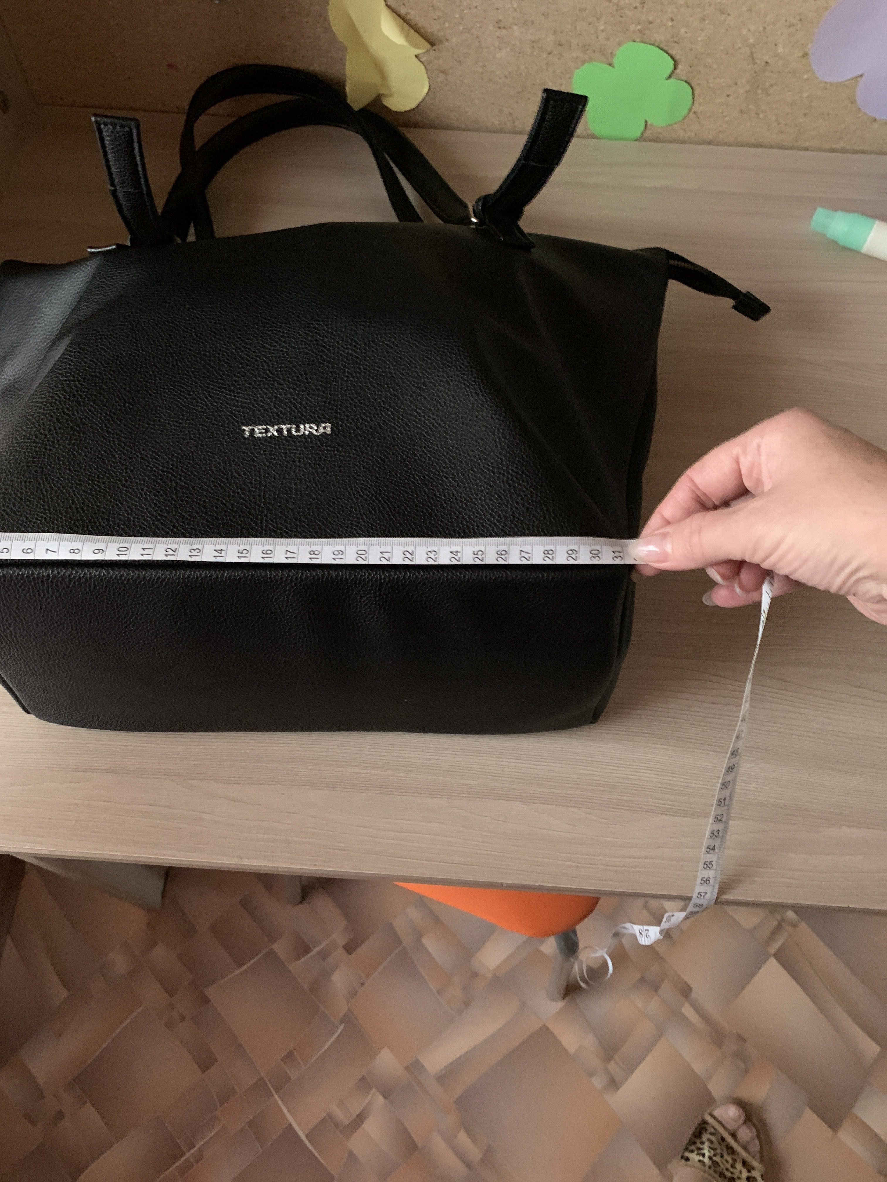 Фотография покупателя товара Сумка женская TEXTURA, шоппер, большой размер, цвет чёрный - Фото 2