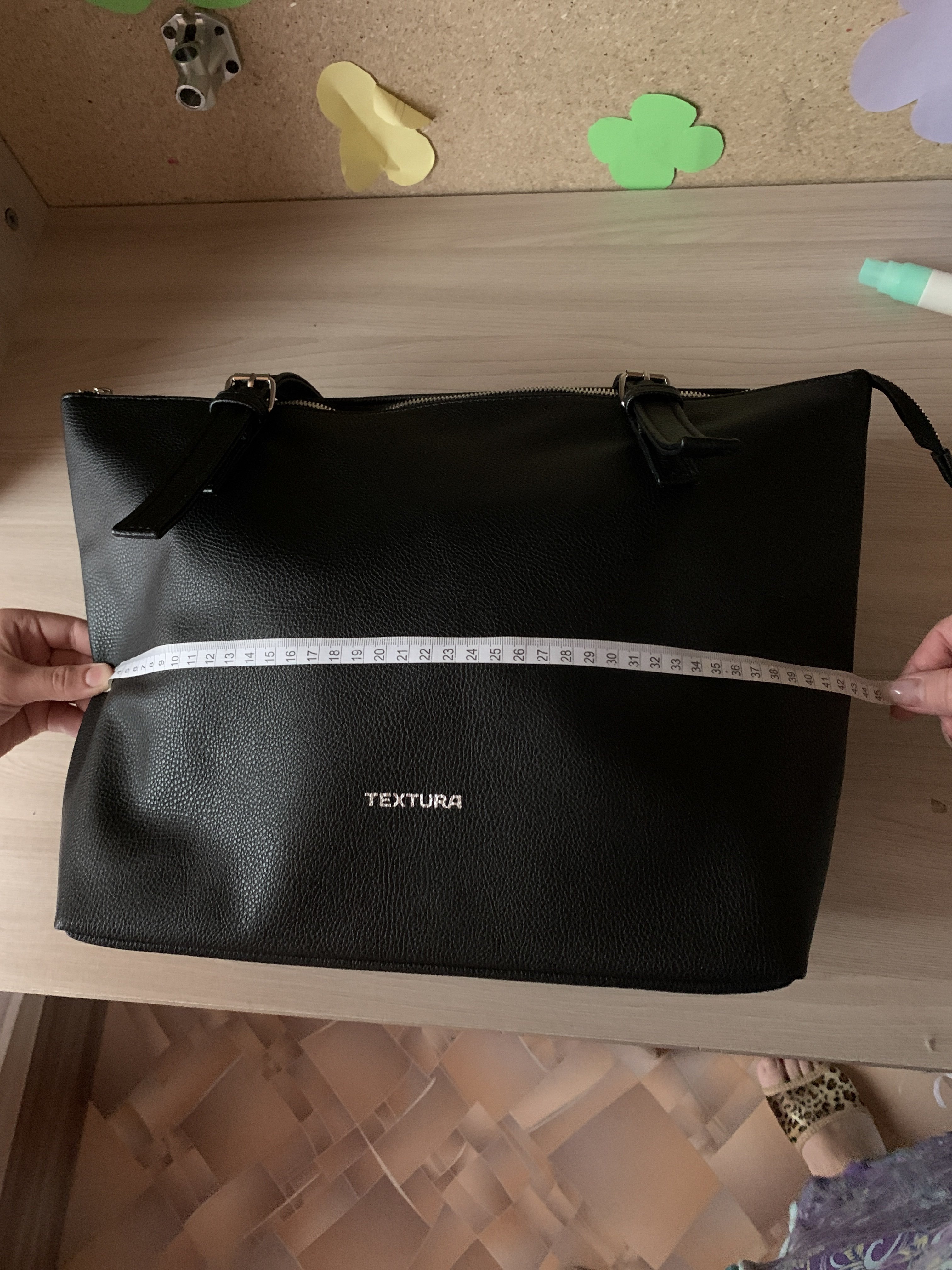 Фотография покупателя товара Сумка женская TEXTURA, шоппер, большой размер, цвет чёрный - Фото 1