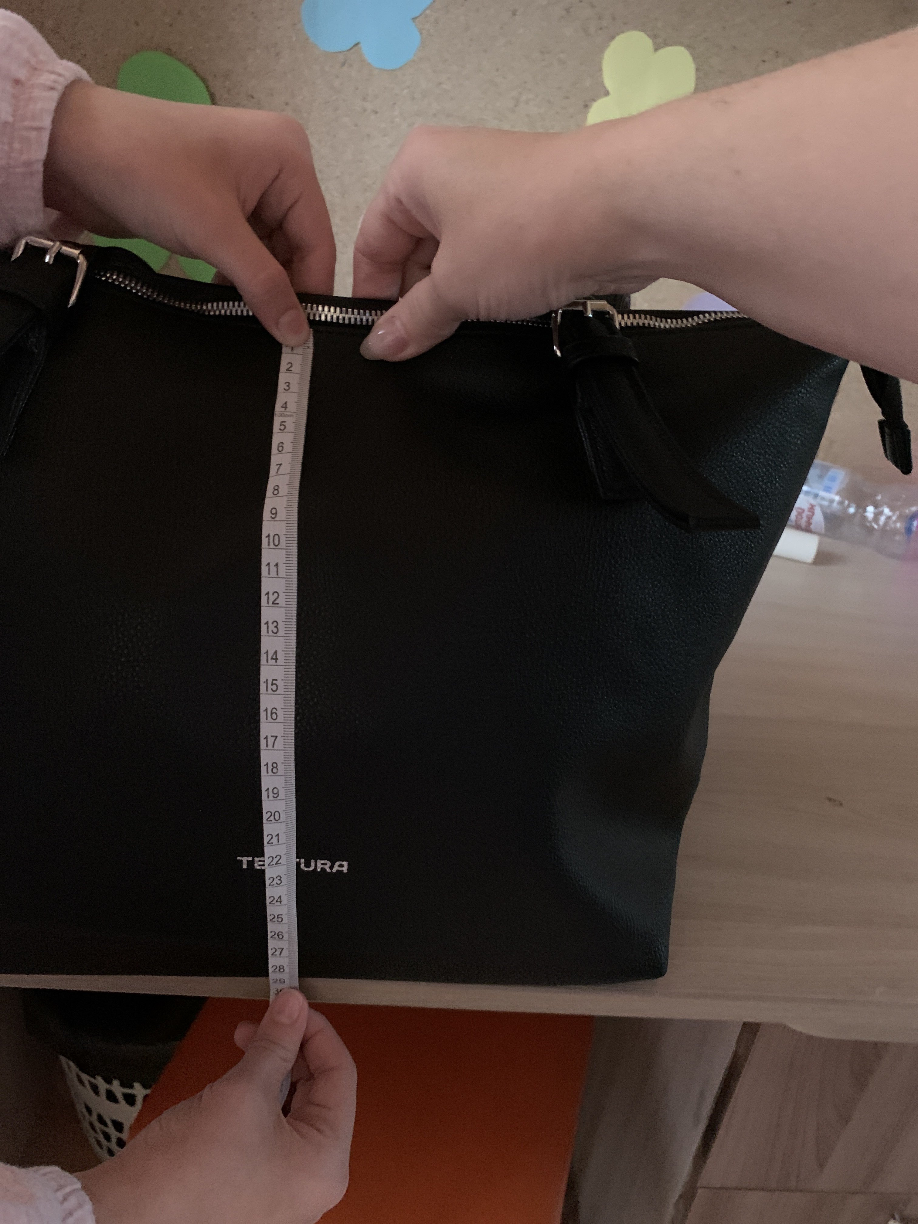 Фотография покупателя товара Сумка женская TEXTURA, шоппер, большой размер, цвет чёрный - Фото 3