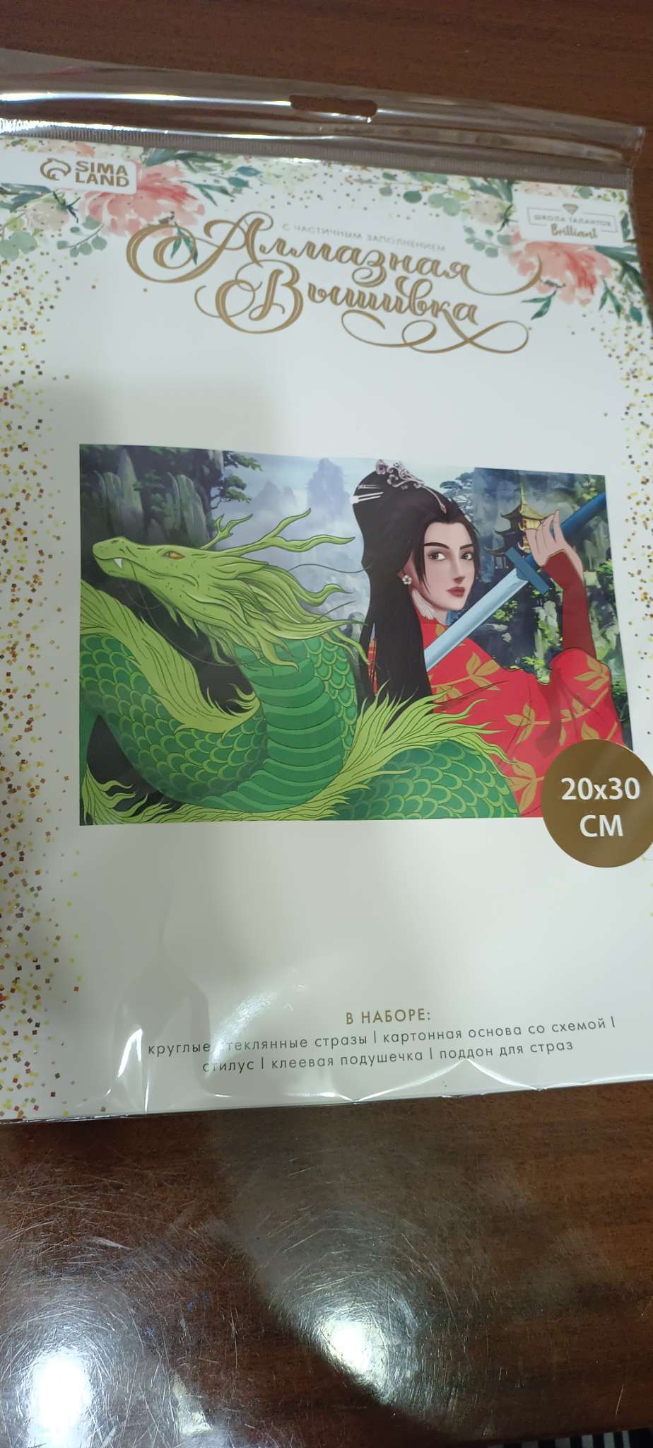 Фотография покупателя товара Алмазная мозаика с частичным заполнением на холсте «Девушка с драконом», 20×30 см - Фото 2