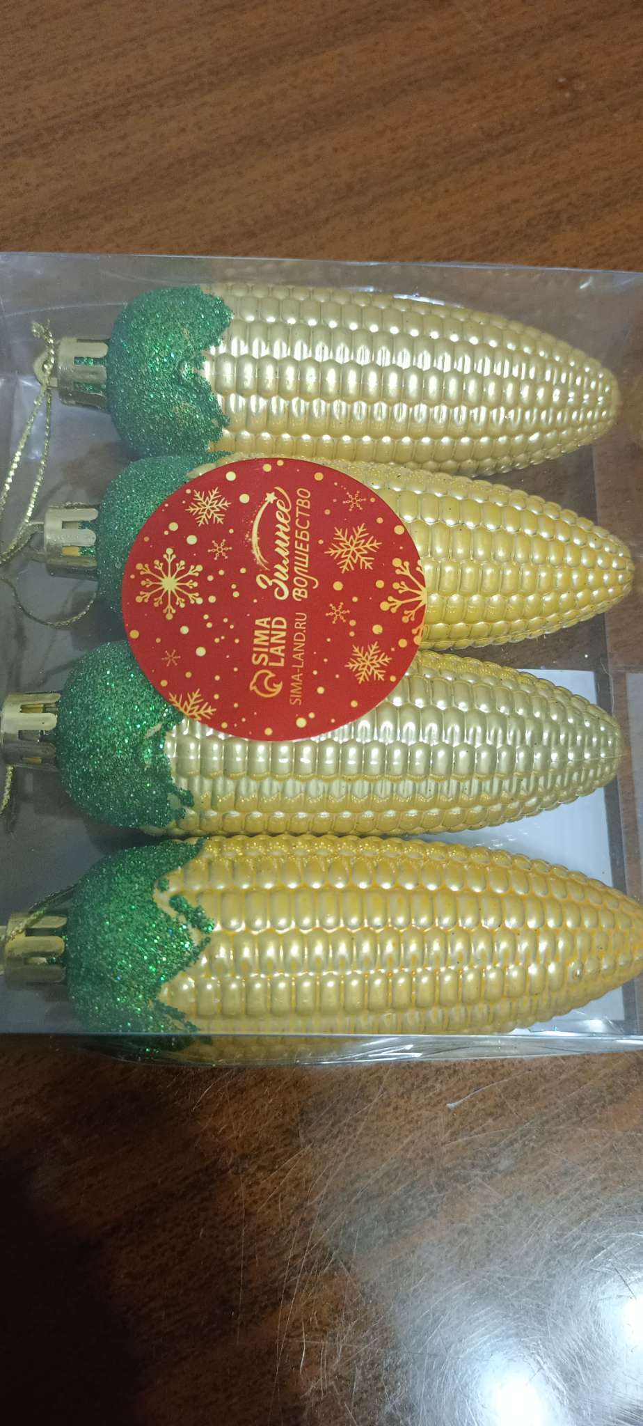 Фотография покупателя товара Ёлочные игрушки 4 шт. «Кукуруза» 10×3 см, золото - Фото 2