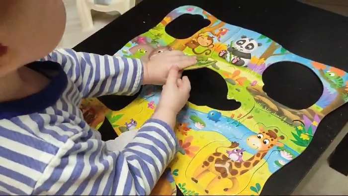 Фотография покупателя товара Пазлы с тактильными вставками «Зверята джунглей», 13 деталей - Фото 1