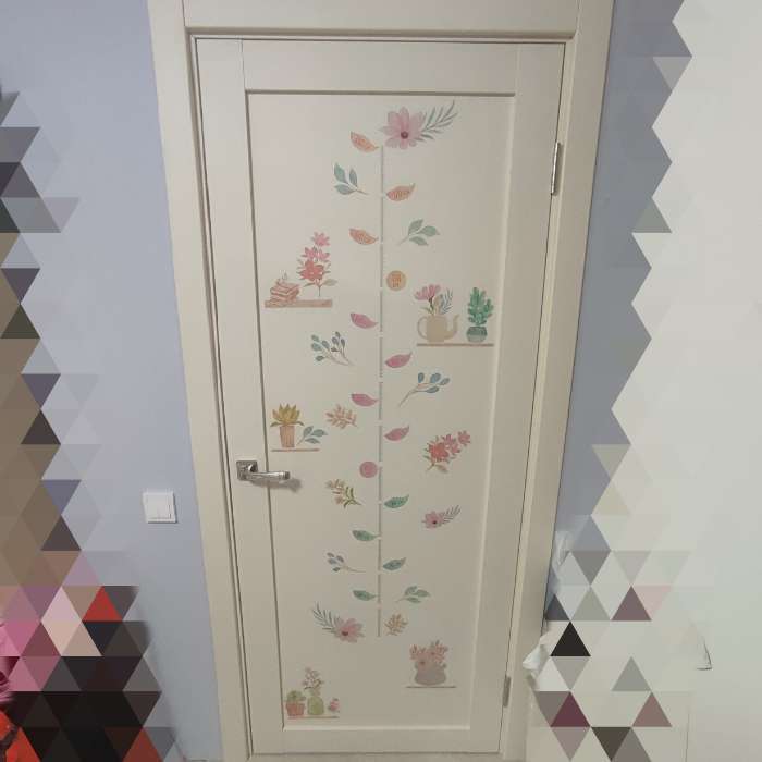 Фотография покупателя товара Ростомер детский «Цветы в горшочках», наклейка интерьерная, декор на стену, панно, 50×70 см - Фото 1