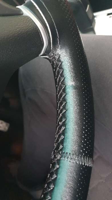 Фотография покупателя товара Оплетка на руль Cartage, 38 см, кожа PU, антискользящая, черный - Фото 2
