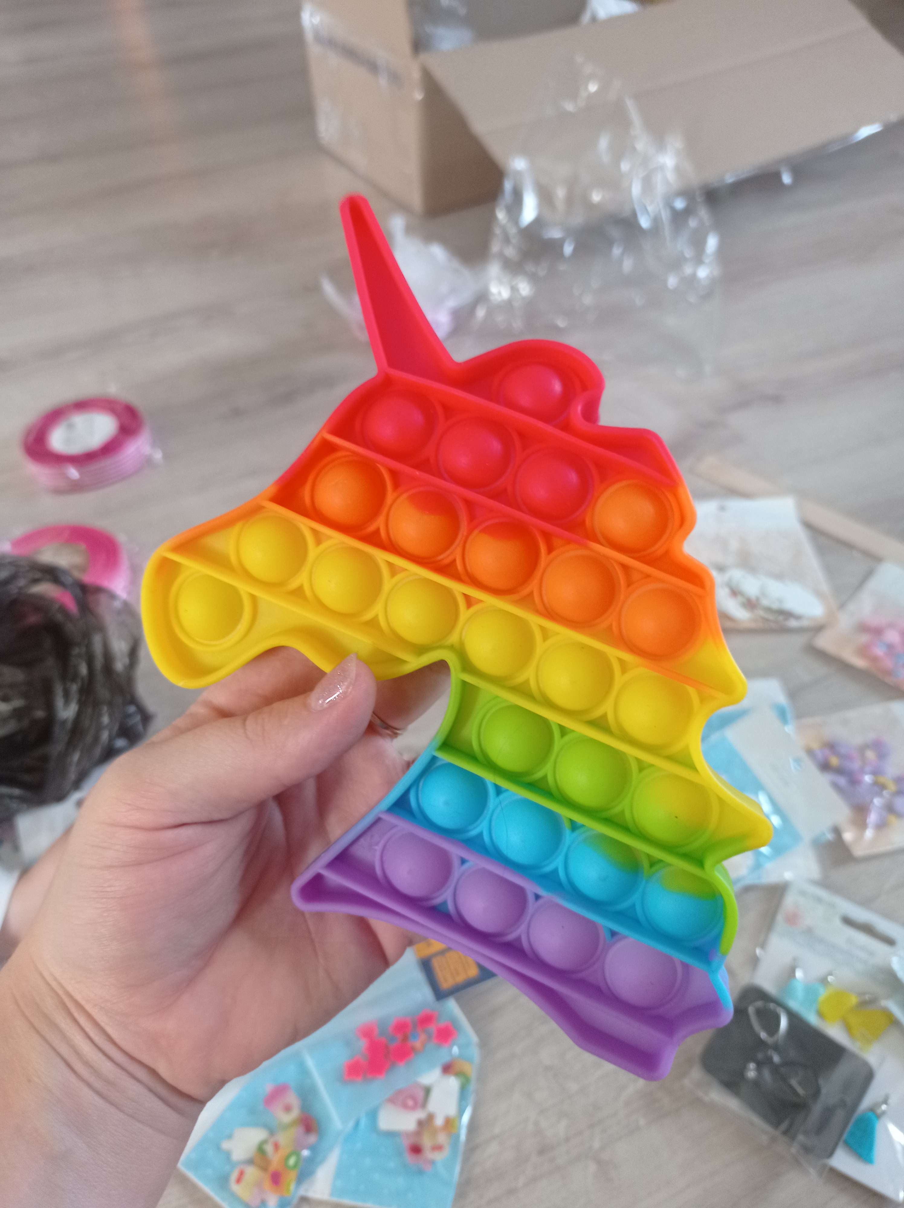 Фотография покупателя товара Антистресс игрушка «Вечная пупырка», единорог, радуга - Фото 5