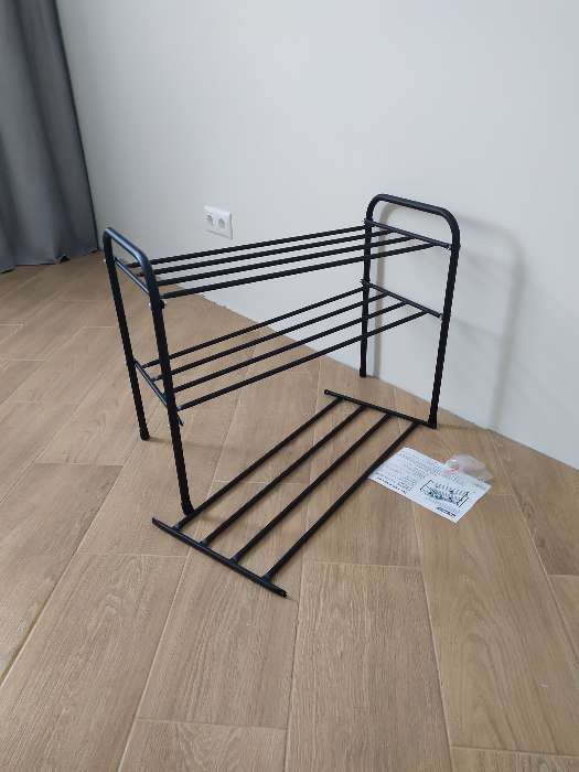 Фотография покупателя товара Подставка для обуви, 3 яруса, 65×32×48.5 см, чёрная - Фото 3