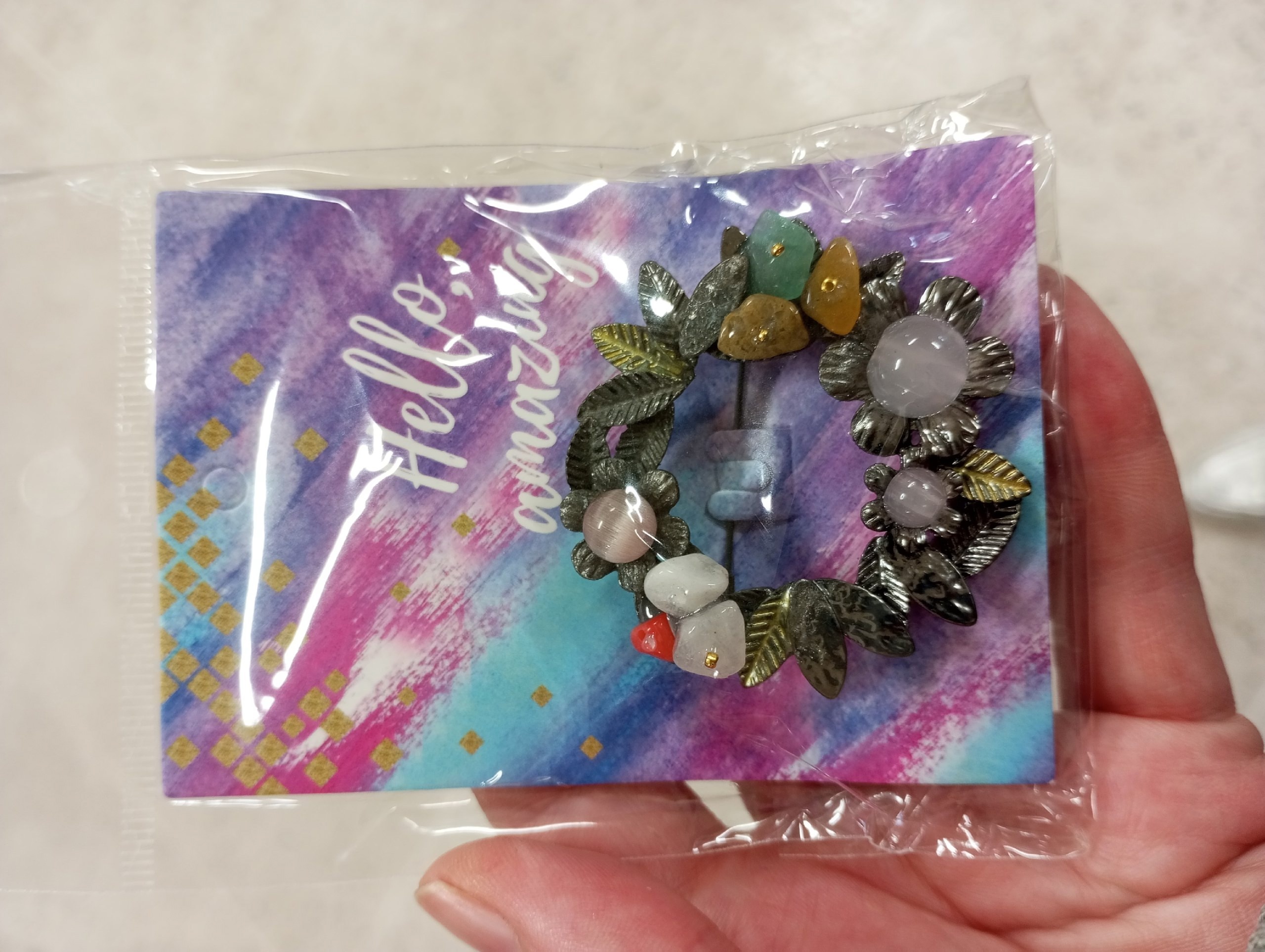 Фотография покупателя товара Брошь «Венок из самоцветов», цветная в чернёном серебре - Фото 1