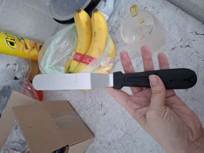 Фотография покупателя товара Кондитерская лопатка - палетка, изогнутая, 26.7 см, рабочая часть 14.5 см, чёрная - Фото 5