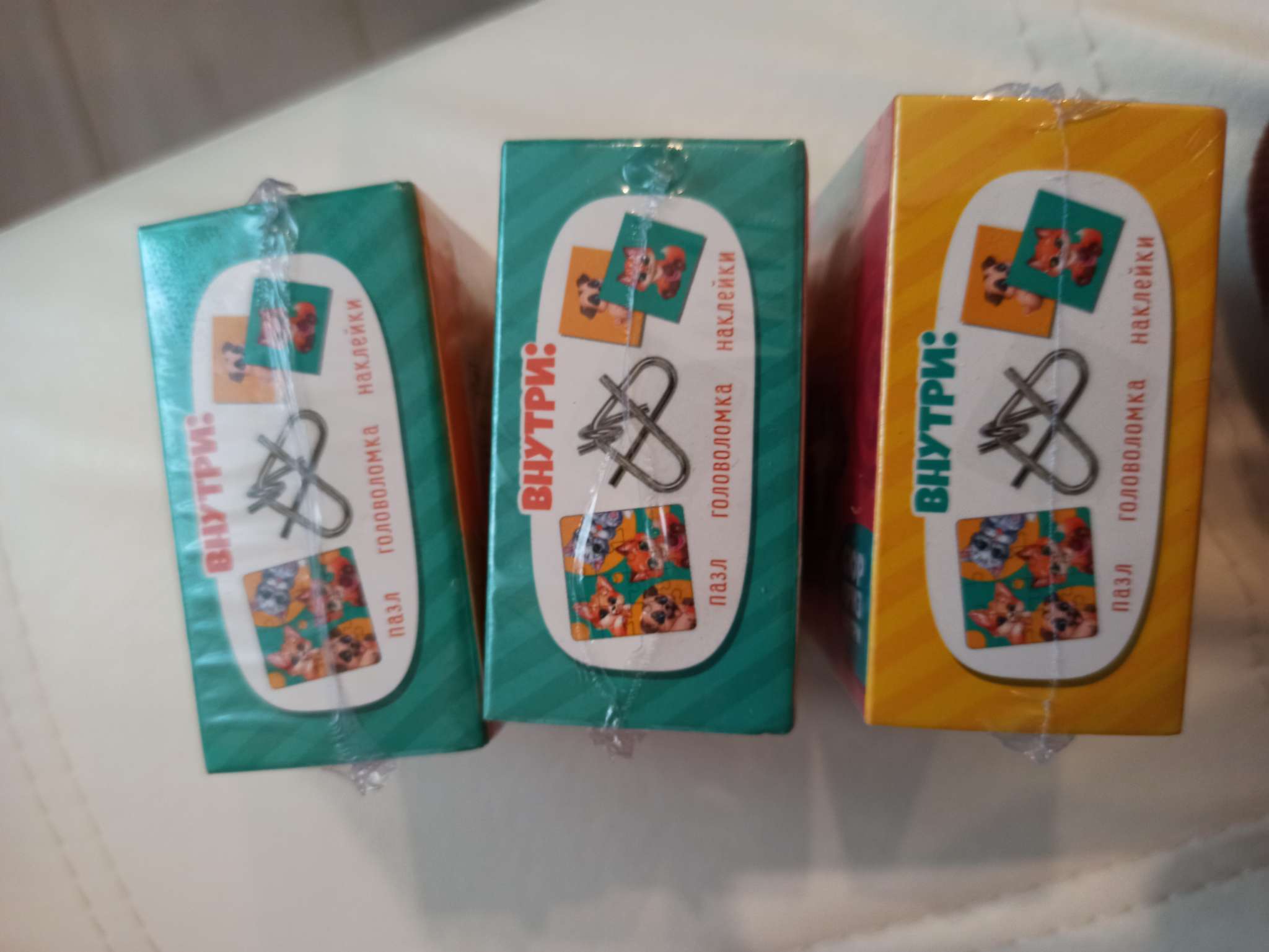 Фотография покупателя товара Металлическая головоломка с пазлами и наклейками «Котики, собачки», МИКС - Фото 2
