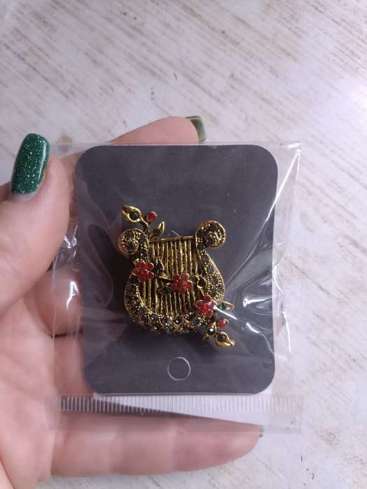 Фотография покупателя товара Брошь «Лира цветущая», цветная в чернёном золоте - Фото 1