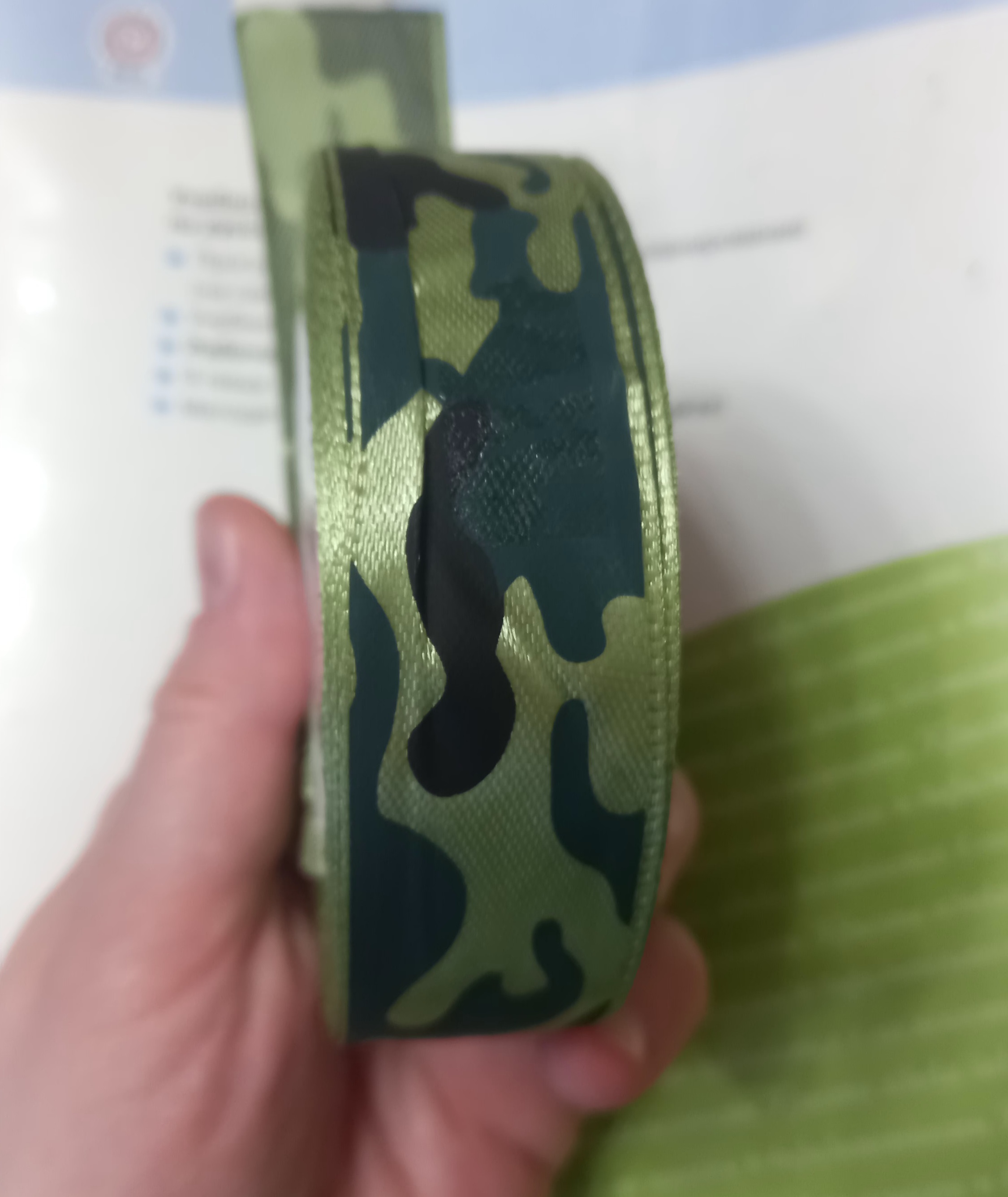 Фотография покупателя товара Лента атласная «Камуфляж», 25 мм × 23 ± 1 м, цвет зелёный - Фото 2