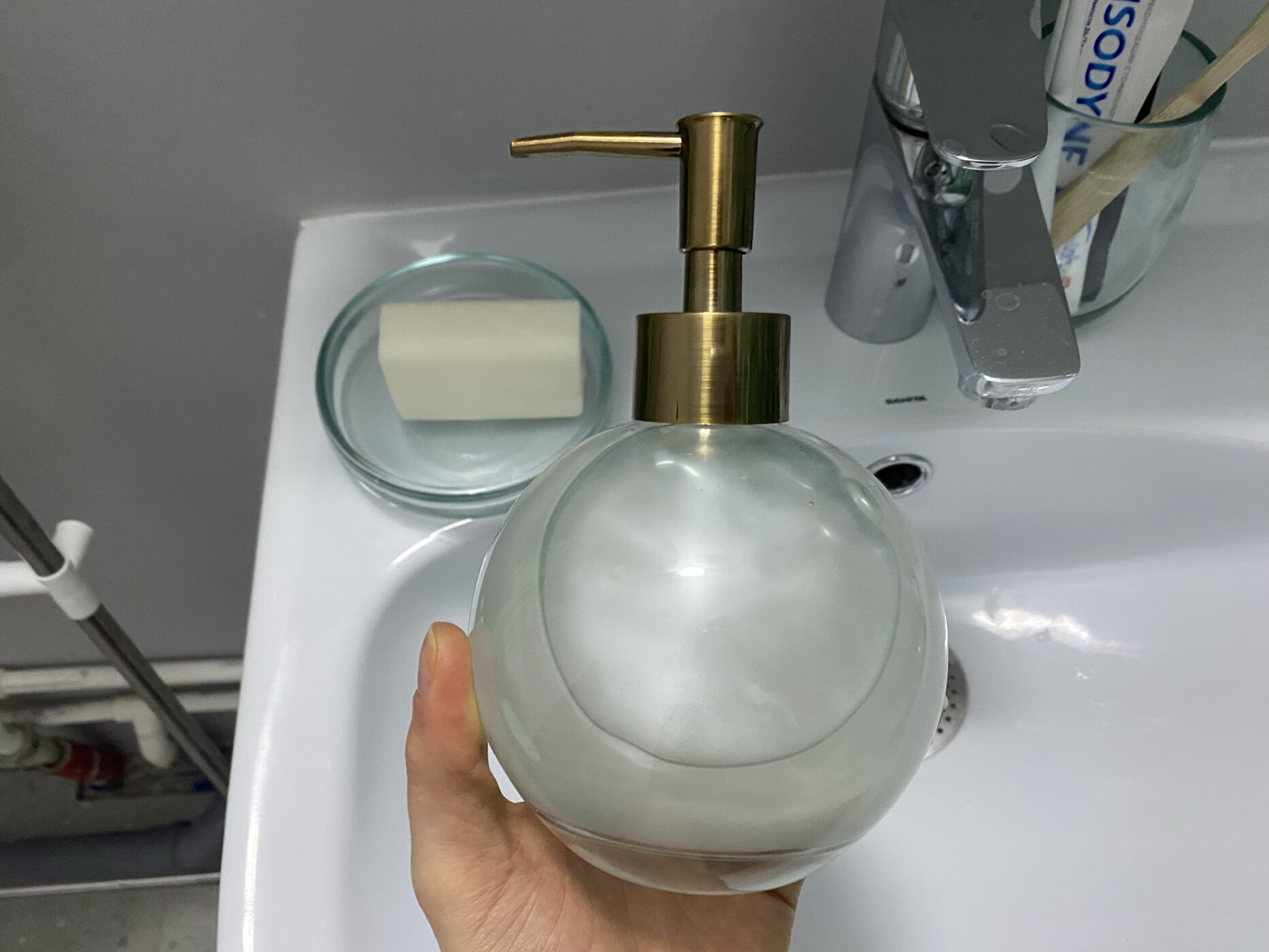 Фотография покупателя товара Аксессуары для ванной SL Home, 3 предмета, дозатор, мыльница, стакан - Фото 1