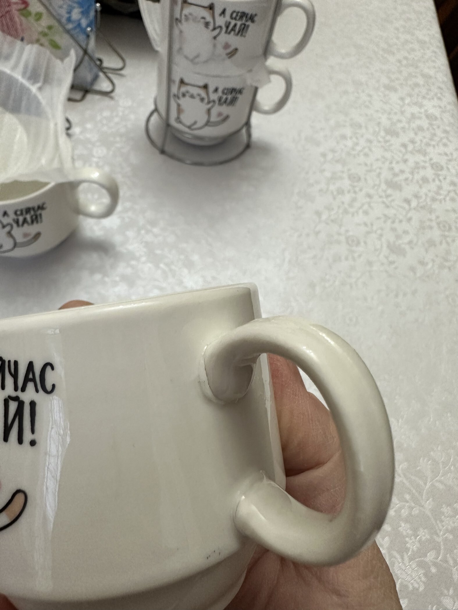Фотография покупателя товара Кружки керамические на подставке «А сейчас чай», 4 шт. по 150 мл - Фото 11