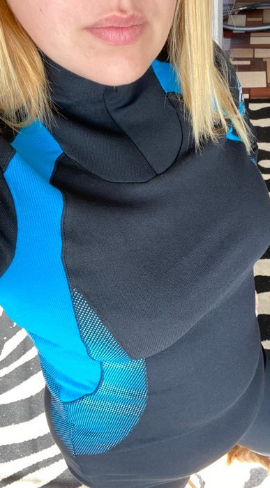 Фотография покупателя товара Термобельё женское (джемпер, лосины) цвет чёрный/голубой, размер 56 - Фото 5