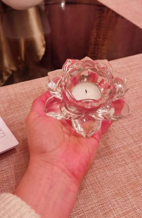 Фотография покупателя товара Стеклянный подсвечник на 1 свечу «Лотос», 12×12×5.5 см - Фото 2