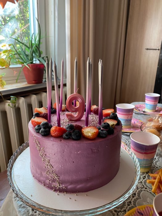 Фотография покупателя товара Свечи в торт "Ройс. Градиент", 6 шт, высокие, 13 см, фиолетовый, розовый, серебро - Фото 7