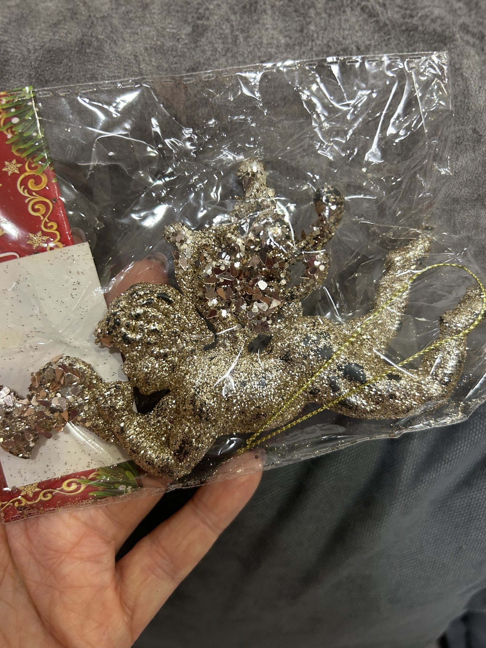 Фотография покупателя товара Ёлочная игрушка "Ангел с трубой блеск" 13х7 см, золото - Фото 4