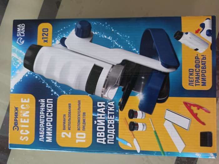 Фотография покупателя товара УЦЕНКА Лабораторный микроскоп, трансформируется, 10 вспомогательных предметов - Фото 2