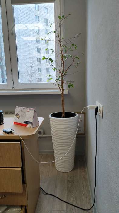 Фотография покупателя товара Кашпо для цветов со вставкой «Оазис», 43 л (10 л), пластик, белое - Фото 11