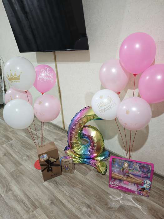 Фотография покупателя товара Воздушные шары латексные 12" «С днём рождения», 5 шт. - Фото 1