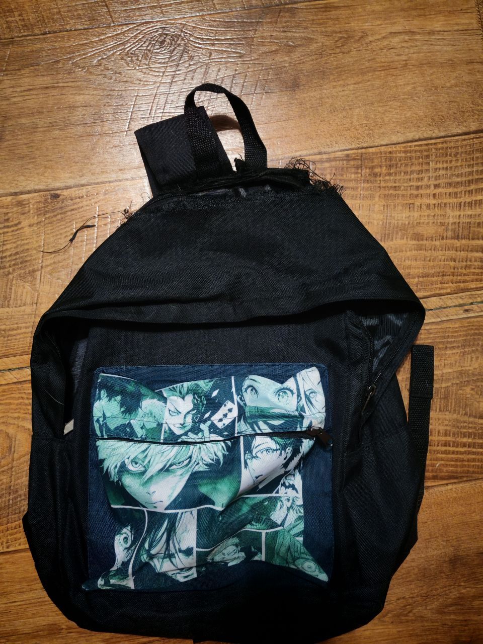 Фотография покупателя товара Рюкзак школьный молодёжный «Аниме», 33×13×37, отдел на молнии, карман, чёрный - Фото 3