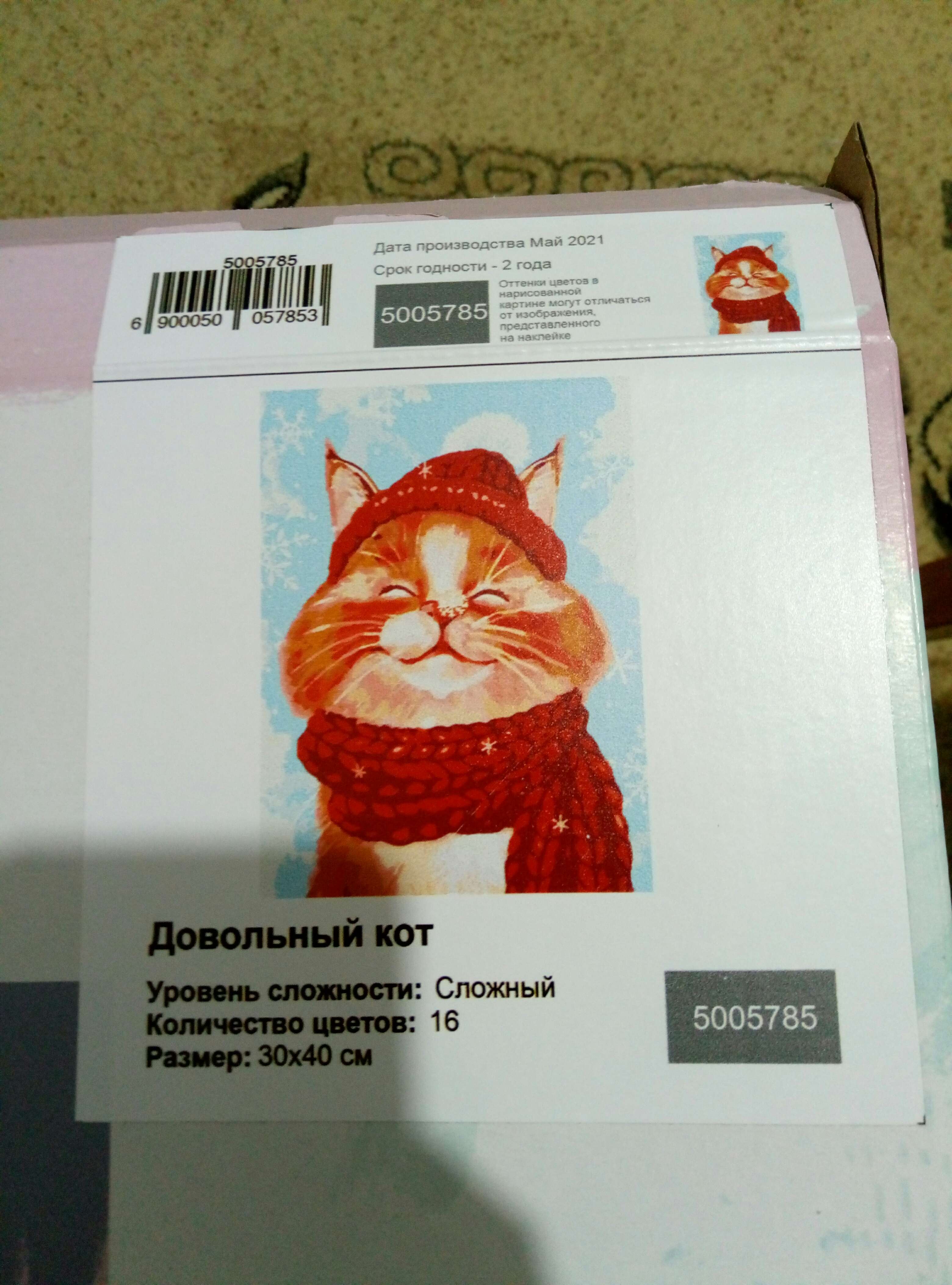 Фотография покупателя товара Картина по номерам на холсте с подрамником «Довольный кот» 30×40 см - Фото 3