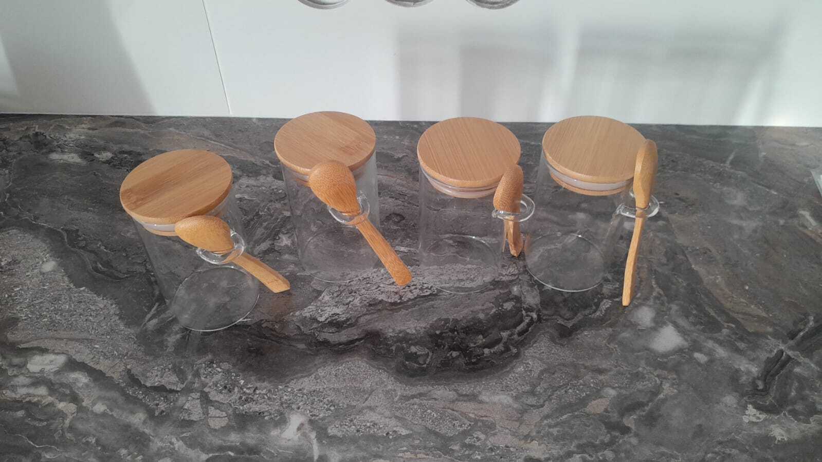 Фотография покупателя товара Банка для сыпучих продуктов с ложкой BellaTenero «Эко», 280 мл, 7×11 см, с бамбуковой крышкой, стекло, прозрачная - Фото 1